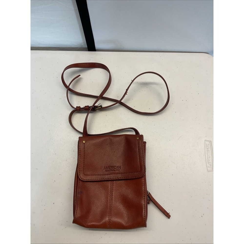 American Leather Co. Kansas Crossbody Travel Bag Organizer‎ Brandy Leather